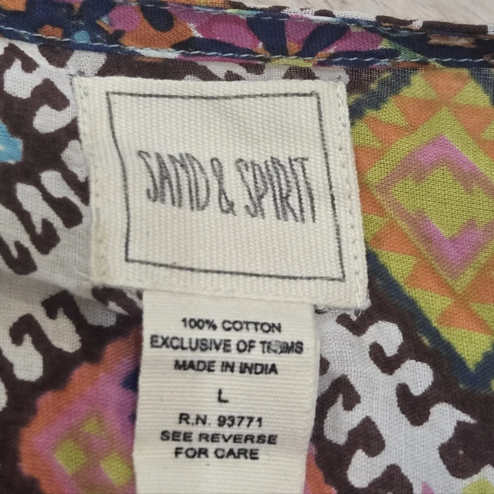 Sand & Spirit Colorful Boho Tasseled Swim Cotton Cover-Up, Size Large - Picture 2 of 6
